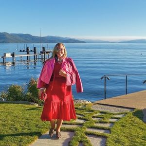 Midi-Length, Long Sleeve Ralph Lauren Dress (Red)